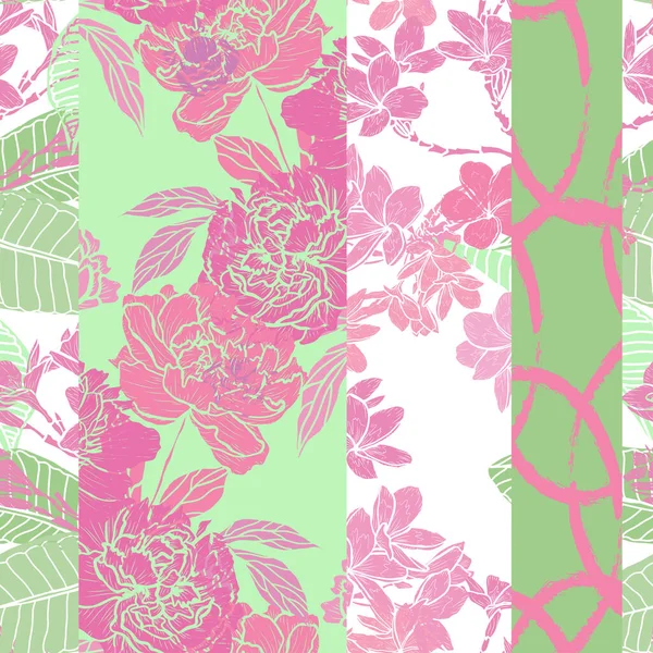 Elegant Naadloos Patroon Met Pioenroos Loodgieter Design Elementen Bloemen Patroon — Stockvector