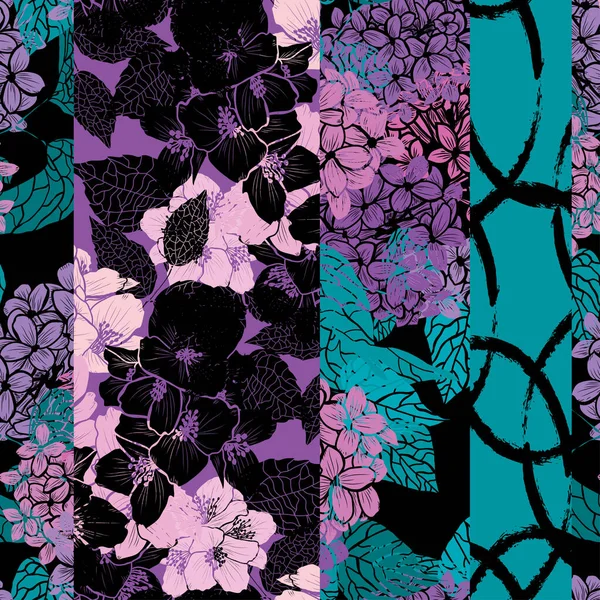 精致无缝的紫丁香和茉莉花图案 设计元素 印刷品 礼品包装 纺织品 壁纸的花纹 — 图库矢量图片