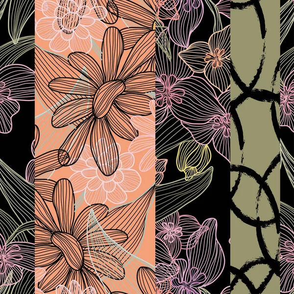 Elegante Patrón Sin Costuras Con Lirio Manzanilla Elementos Diseño Patrón — Archivo Imágenes Vectoriales