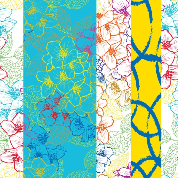 Κομψό Σχέδιο Χωρίς Ραφή Λουλούδια Γιασεμί Στοιχεία Σχεδιασμού Floral Μοτίβο — Διανυσματικό Αρχείο
