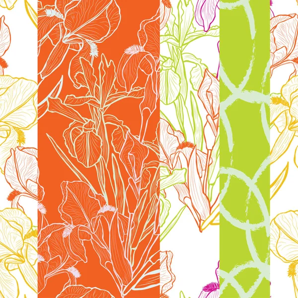 Элегантный Бесшовный Узор Цветами Радужной Оболочки Элементами Дизайна Цветочный Узор — стоковый вектор