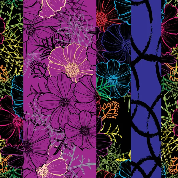 精致无缝的图案与宇宙宇宙的花朵 设计元素 印刷品 礼品包装 纺织品 壁纸的花纹 — 图库矢量图片