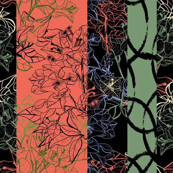 ブーゲンビリアの花 デザイン要素とエレガントなシームレスなパターン 招待状 カード プリント ギフトラップ ファブリック 壁紙のための花柄 — ストックベクタ