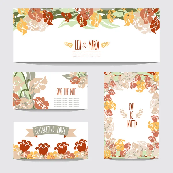 Conjunto de tarjetas florales — Vector de stock