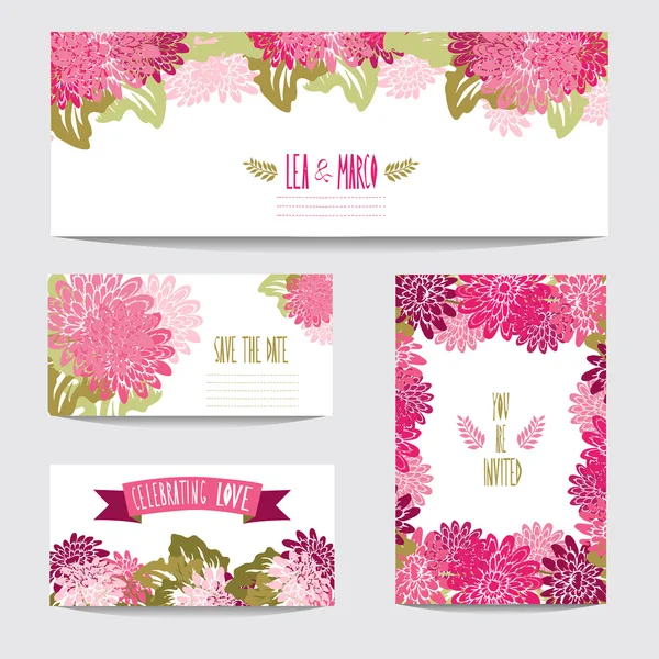 Set di carte floreali — Vettoriale Stock