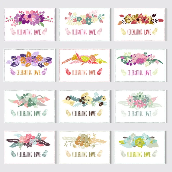 Conjunto de tarjetas florales — Vector de stock