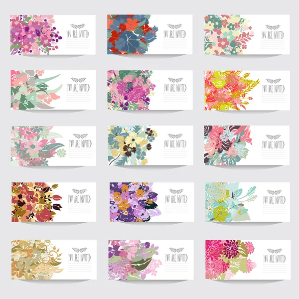 Set de cartes florales — Image vectorielle