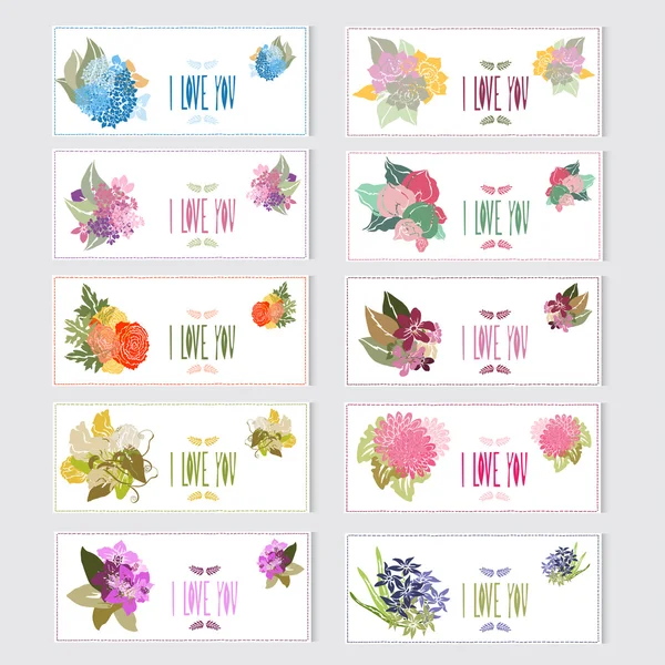 Set di carte floreali — Vettoriale Stock