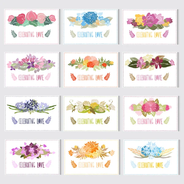 Conjunto de tarjetas florales — Vector de stock