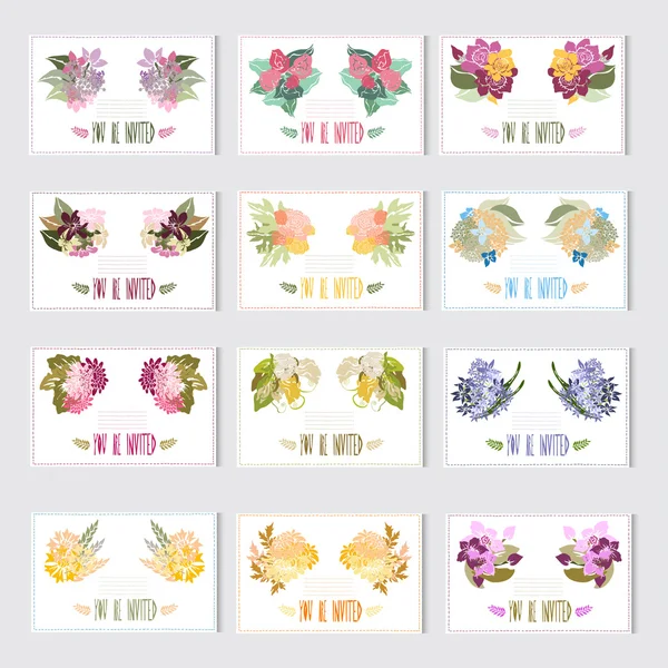 Conjunto de tarjetas florales — Vector de stock