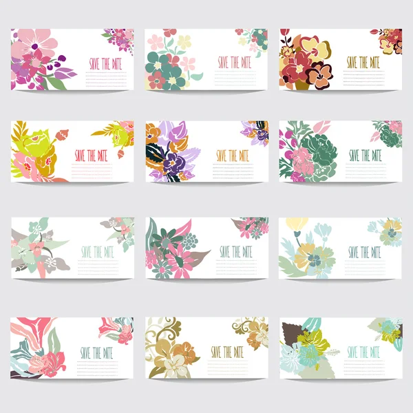 Conjunto de tarjetas florales Ilustración de stock