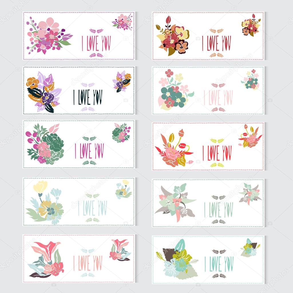 floral cards set