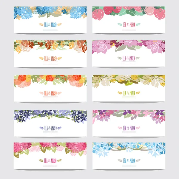 Floral kaarten set — Stockvector