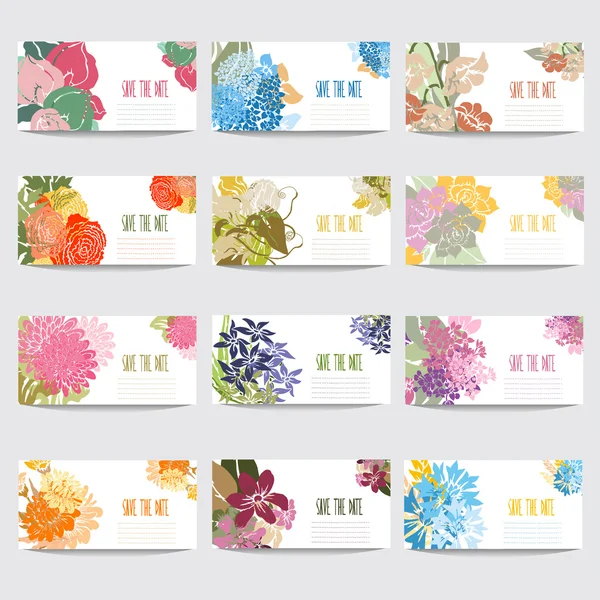 Conjunto de tarjetas florales — Archivo Imágenes Vectoriales