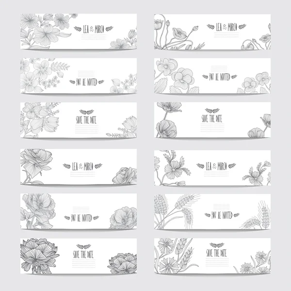 Floral kaarten set — Stockvector