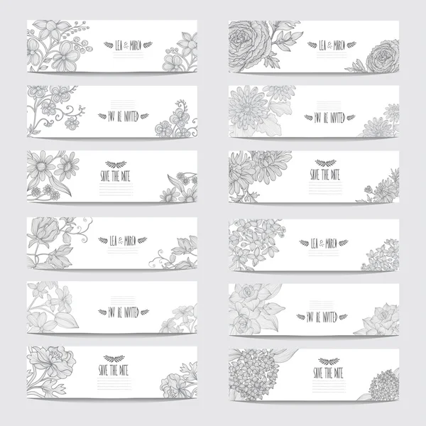 Set de cartes florales — Image vectorielle