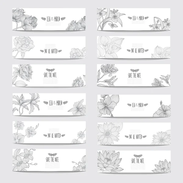 Conjunto de tarjetas florales — Archivo Imágenes Vectoriales