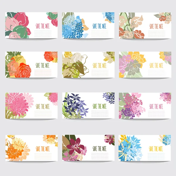 Conjunto de tarjetas florales Vectores de stock libres de derechos