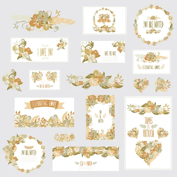 Set de cartes florales — Image vectorielle