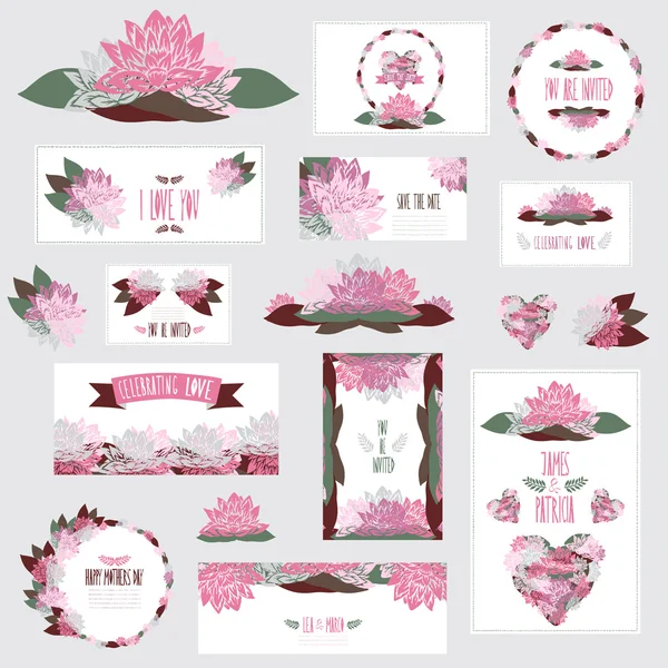 Floral kaarten set — Stockvector