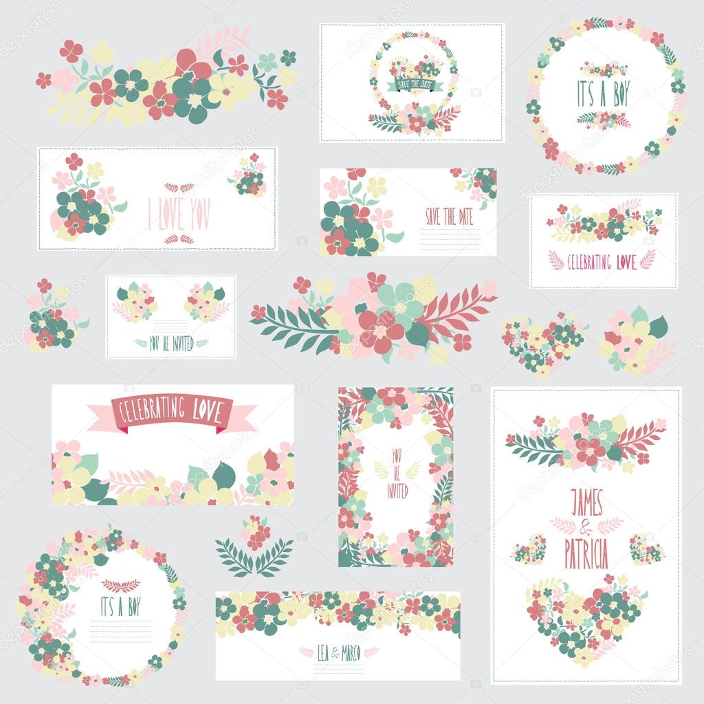 floral cards set