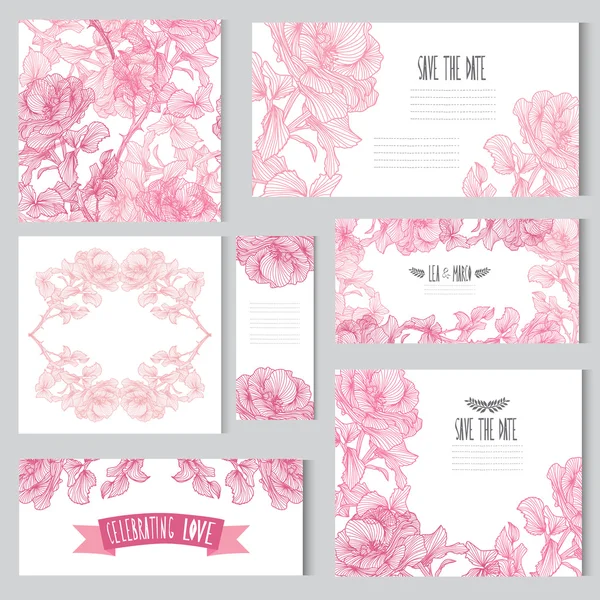 Floral kaarten set — Stockvector