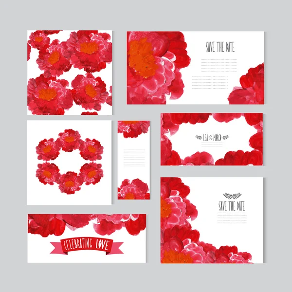 Çiçek kartları kümesi boyalı petrol