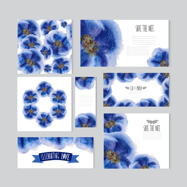 Aquarelle jeu de cartes florales — Image vectorielle