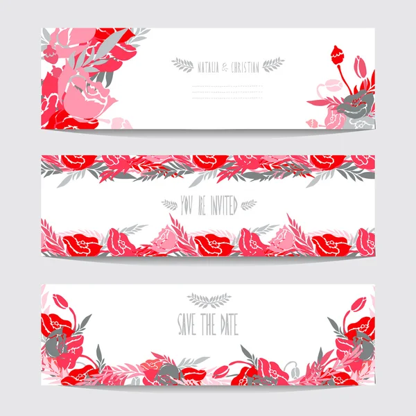 Conjunto de tarjetas florales — Vector de stock