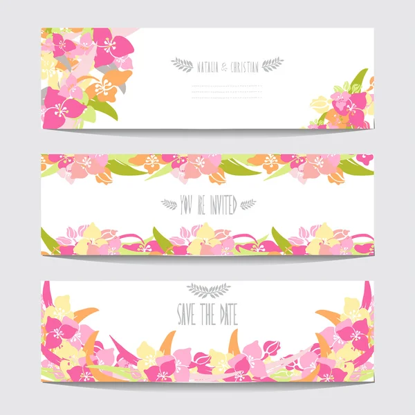 Conjunto de tarjetas florales — Vector de stock