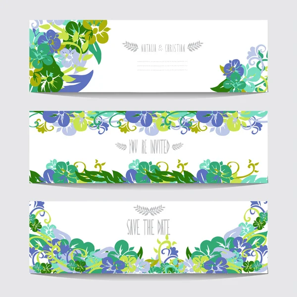 Set di carte floreali — Vettoriale Stock