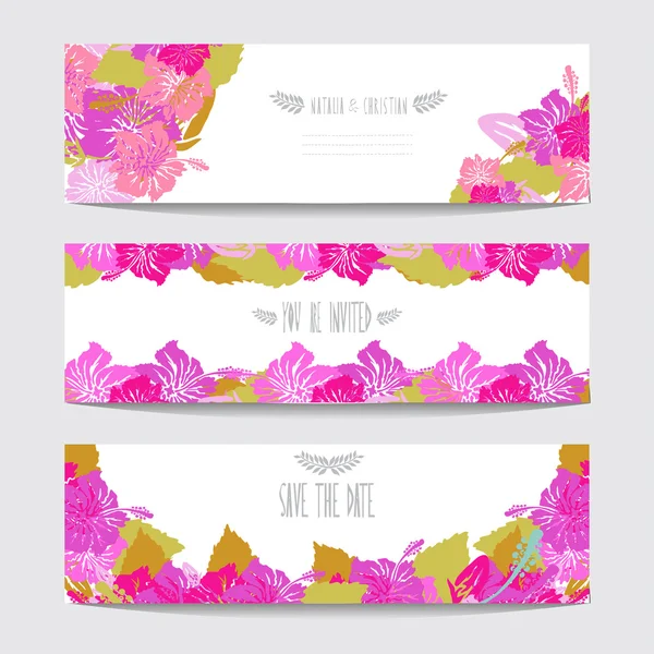 Conjunto de tarjetas florales — Vector de stock