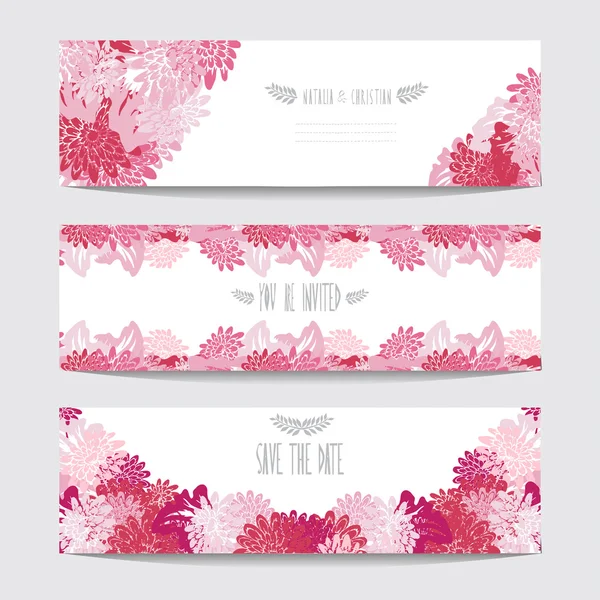 Set di carte floreali — Vettoriale Stock