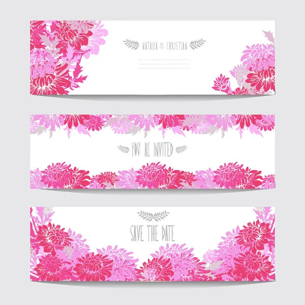 Conjunto de tarjetas florales — Vector de stock