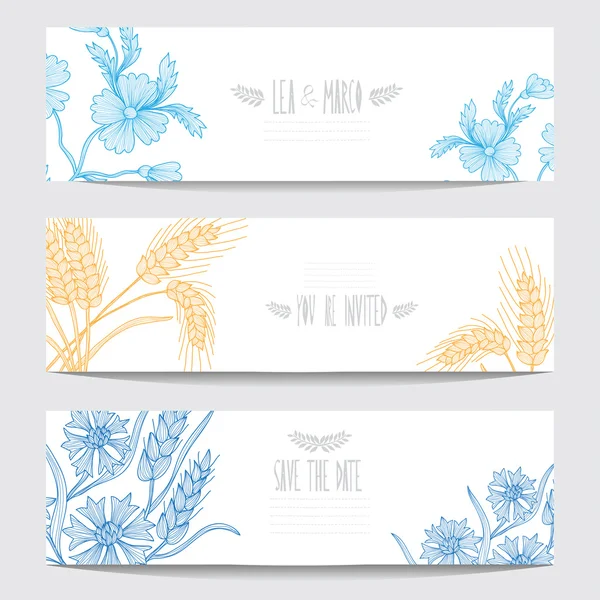 Set di carte floreali — Vettoriale Stock