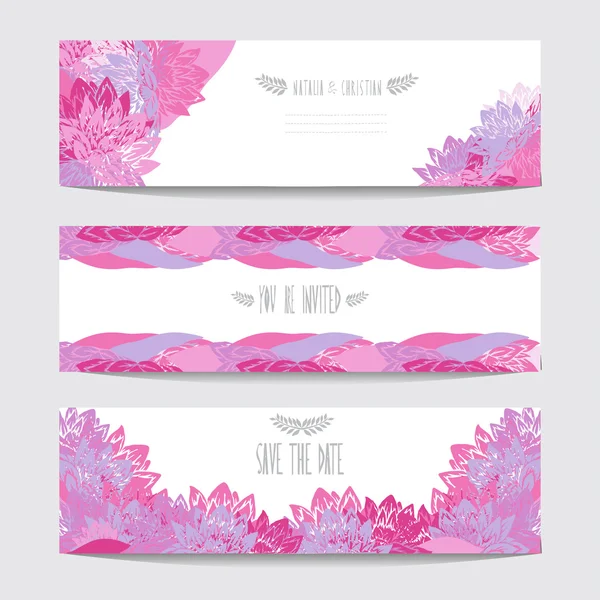 Conjunto de tarjetas florales — Vector de stock