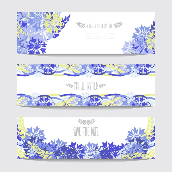 Conjunto de tarjetas florales — Vector de stock