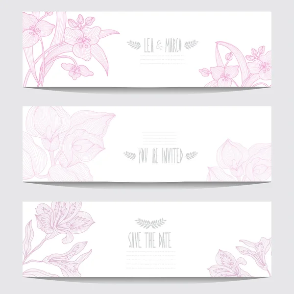 Conjunto de tarjetas florales — Vector de stock