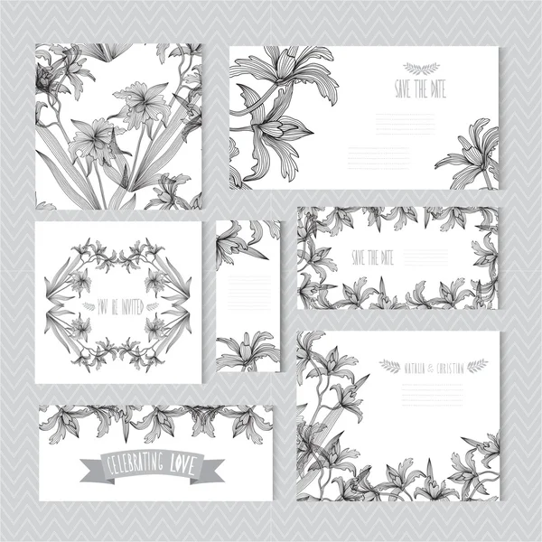 Conjunto de cartões florais — Vetor de Stock