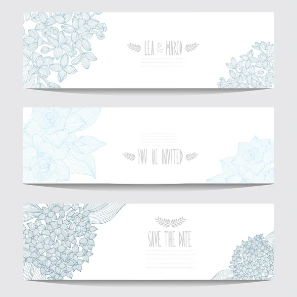 Set di carte floreali — Vettoriale Stock