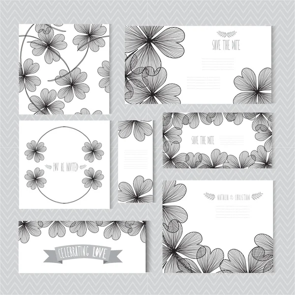 Conjunto de tarjetas florales — Vector de stock