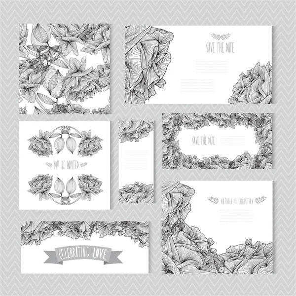 Floral kaarten set — Stockvector