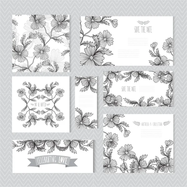 Floral kaarten set — Stockvector