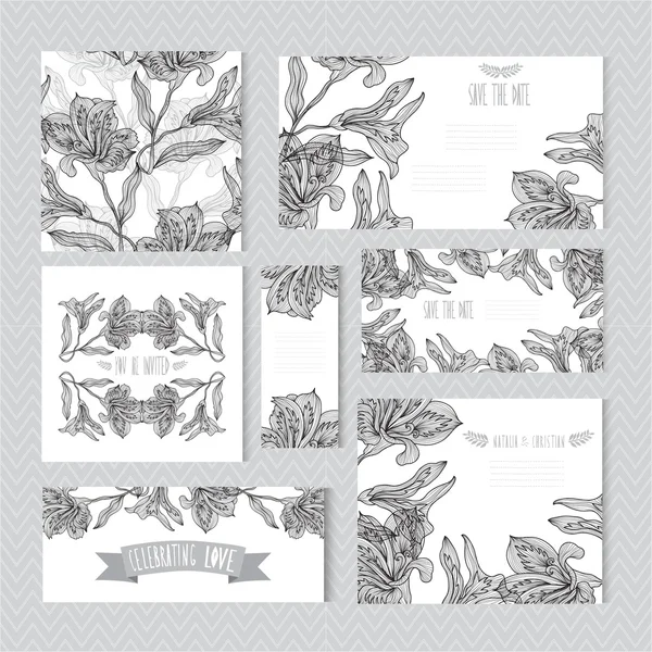 Floral kaarten set — Stockvector