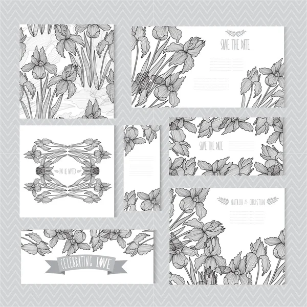 Floral kaarten set — Stockvector