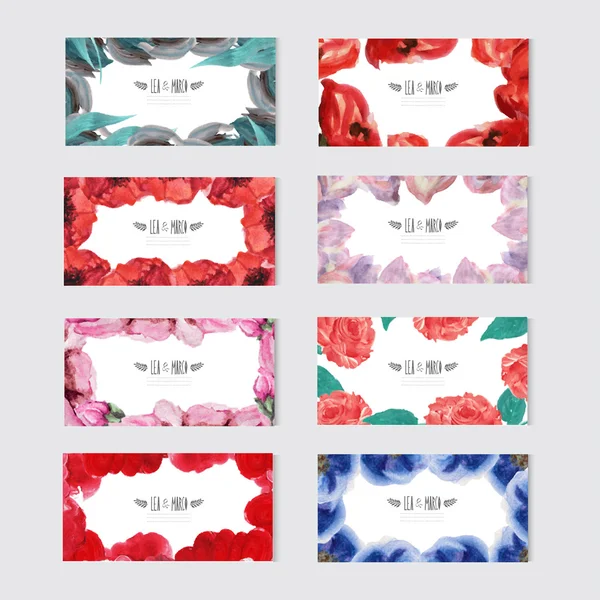 Watercolor floral cards set — Stock Vector