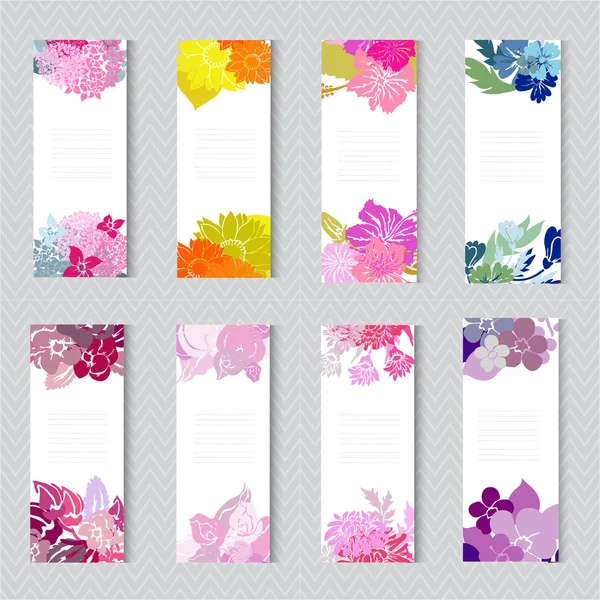 Conjunto de tarjetas florales — Vector de stock