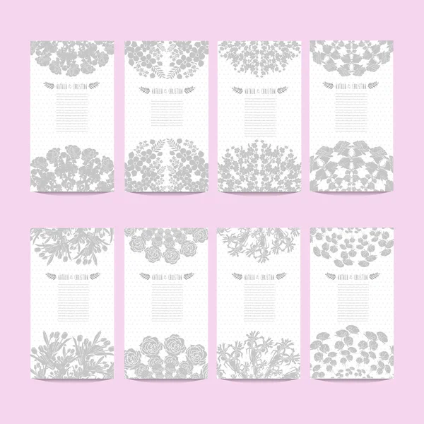 Conjunto de tarjetas florales — Vector de stock