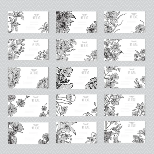 Floral kaarten set — Stockvector