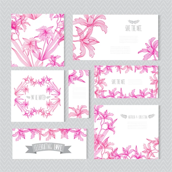 Conjunto de tarjetas florales — Vector de stock